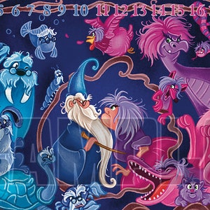 Disney Lorcana Merlin y Madam Mim Sword and the Stone Playmat Lore Counter
