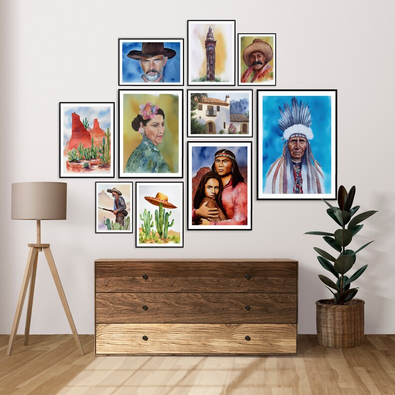 Western Poster Gallery Wall Art Set Watercolor Western Etsy