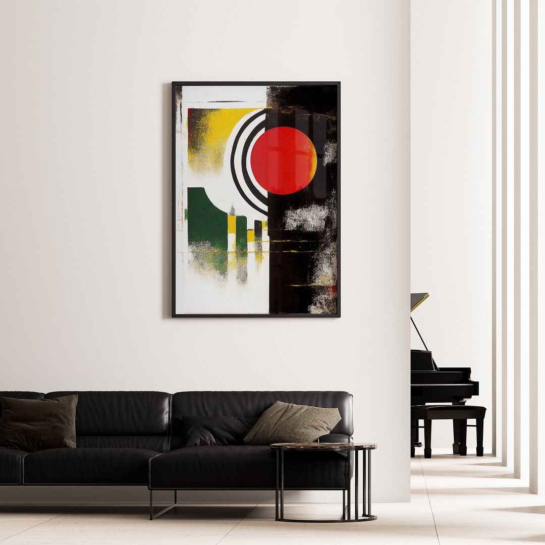 Abstract Painting Red Sun Printable Canvas Modern Wall Decor Etsy