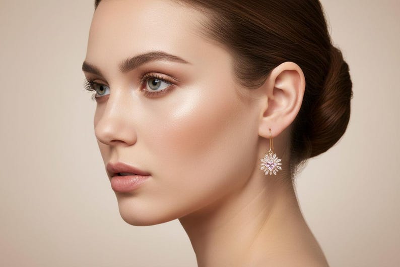Art Deco crystal earrings, elegant bridal earrings, luxurious wedding earrings, statement CZ earrings, whimsical earrings, woodland wedding image 2
