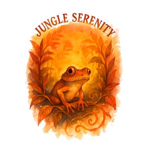 Jungle Serenity aquarel kikker sublimatie ontwerp - digitale download, png