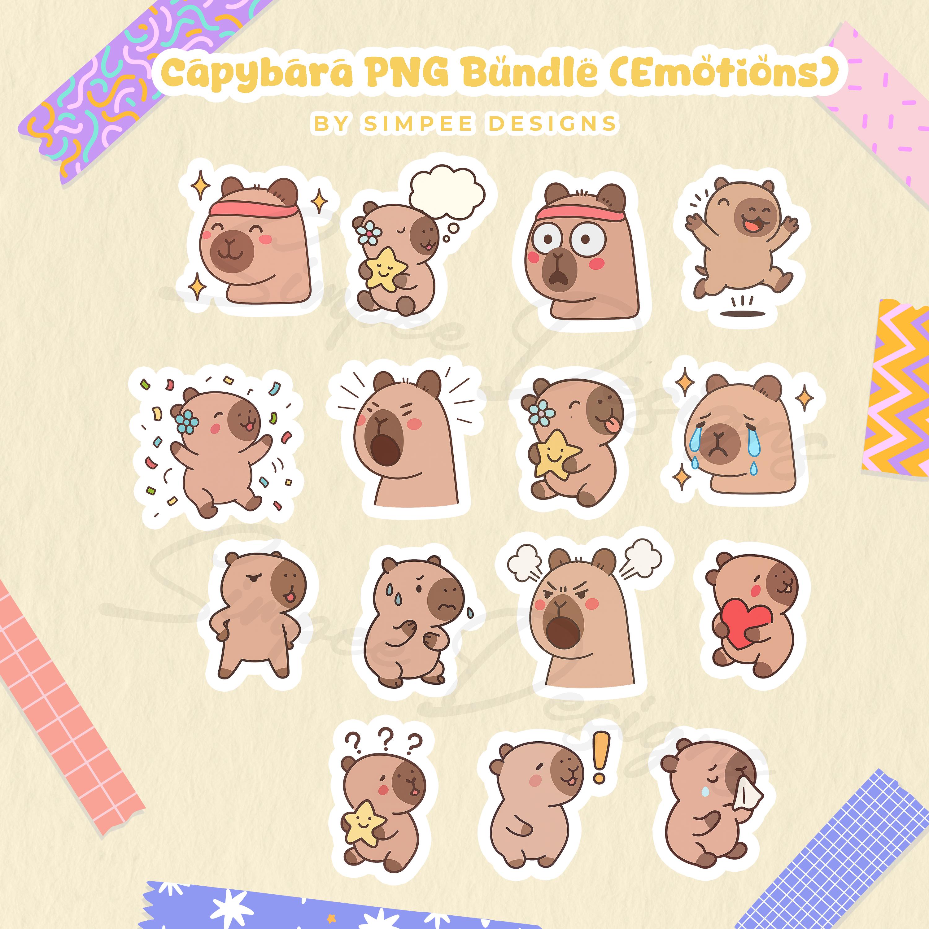 Cute Capybara Clipart Bundle | Planner Stickers (PNG Digital Download ...