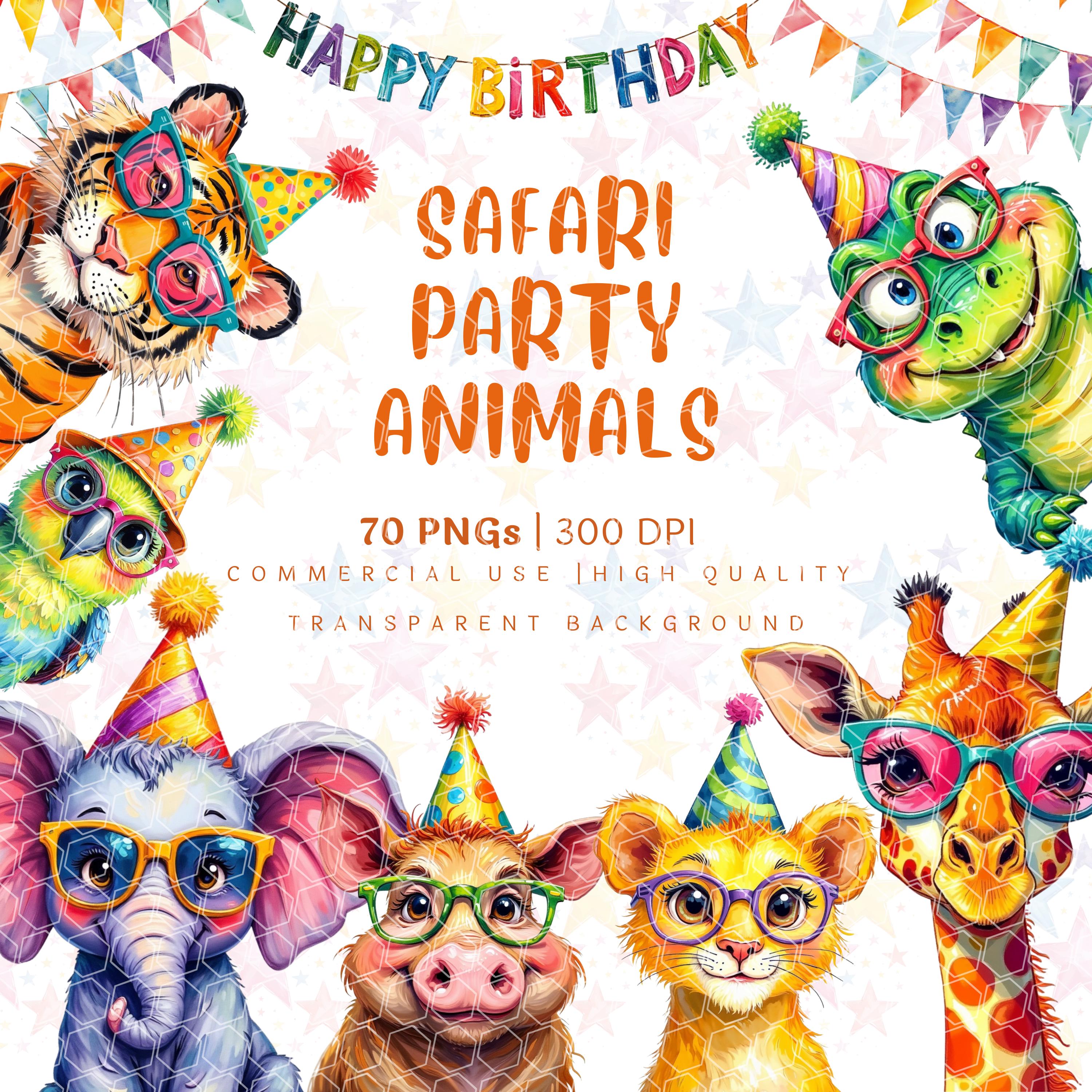 Safari Party Animals Clipart | Jungle Birthday Sublimation PNG ...