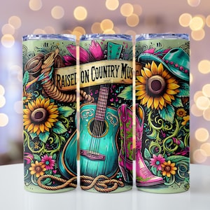 Élevé sur le papier peint de verre de musique country, papier d'emballage de verre Western de 20 oz, cow-girl rustique Png verre maigre de 20 oz Png, téléchargement numérique de fermier PNG
