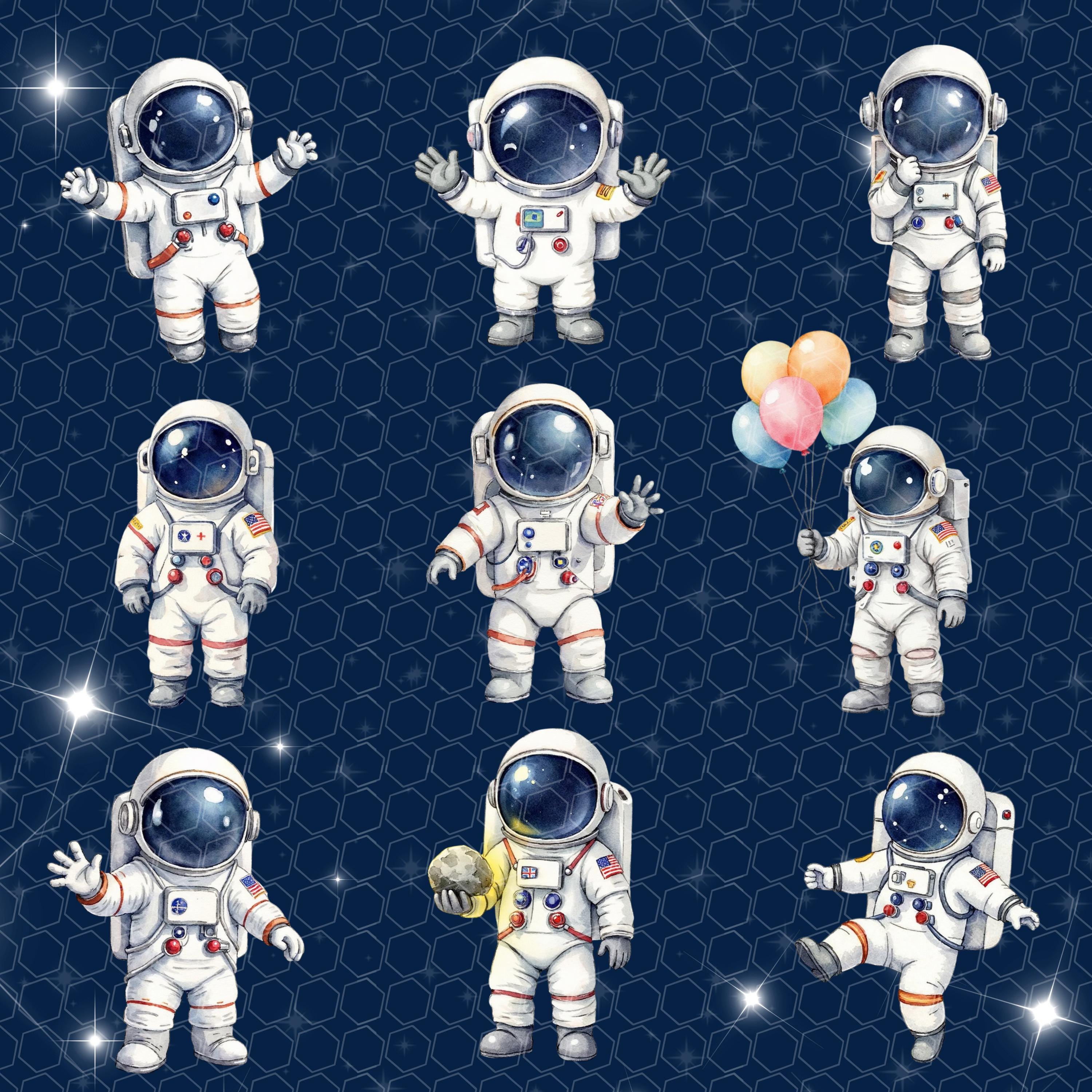 Watercolor Astronaut Clipart Bundle | Outer Space Planets Rocket Pngs ...