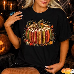Comfort Colors® Faux Patchwork Pumpkin Book Shirt