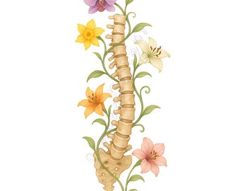 Floral Spine PNG | Wildflower Anatomical Bone Art (Digital Download)