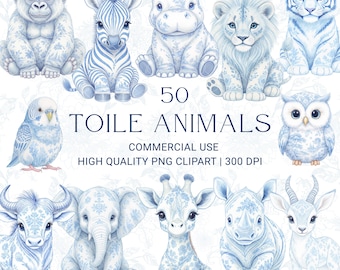 Toile Animales Clipart / Toile Vivero Clipart / Chinoiserie / Francés Toile de Jouy / Chinoiserie Clipart /Toile Floral / Baby Boy Shower