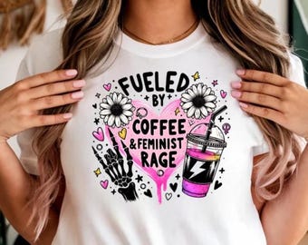 Feminist Skeleton PNG: Coffee & Rage Sublimation Design (Digital Download)