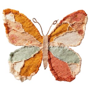 Boho Patchwork Butterfly PNG | Vintage Quilt Sublimation Design | Digital Downloads