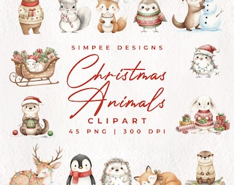 Christmas Animal Clipart Set: Holiday & Winter PNG Bundle (Digital Download)