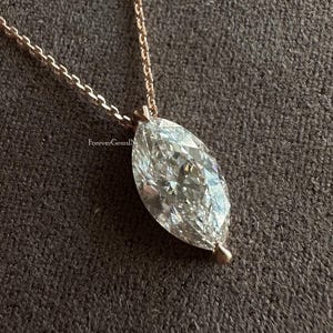 Marquise Cut Moissanite Halskette 1,50 Ct Marquise Moissanite Halskette für Frau 14k Gelbgold Diamant Halskette Geschenk für sie 18-Zoll-Kette