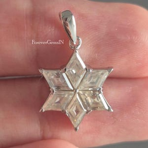 Star Shape Moissanite Pendant Kite Cut Moissanite Pendant 3.00 Ctw Lozenge Cut Moissanite Pendant For Woman 10k White Gold Wedding Gift VVS1