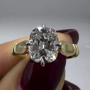 2,00 ct, bague moissanite coussin taille européenne ancienne bague coussin moissanite bague de fiançailles antique bague de mariage solitaire diamant taille mine ancienne