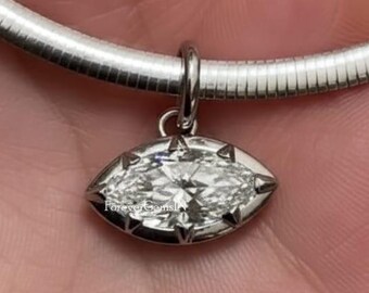 2.50 Ct Marquise Lab Diamond Pendant Prong Bezel East West Marquise Pendant Marquise Cut Lab Grown Diamond Pendant For Women 14k White Gold