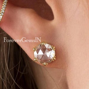 Round Cut Moissanite Earring Bezel Set Moissanite Stud Earring 2 + 2 Ct Round Cut Stud Earring Solitaire Diamond Earring For Woman