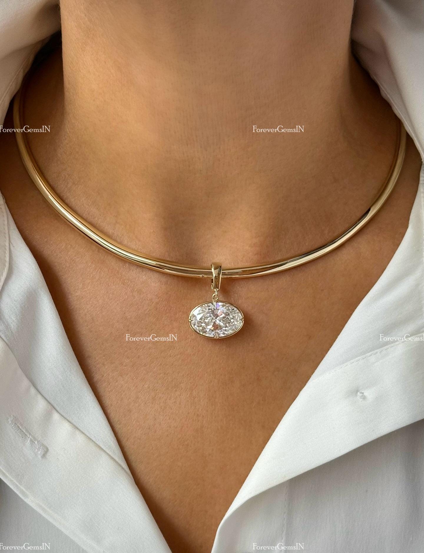 925 Sterling Silver Yellow Gold Plated Choker Collar Necklace Wire