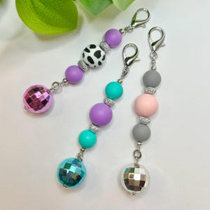 Backpack or Purse Charm, Disco Ball, Mirror Ball, Keychain, Silicone beads, Lobster Claw Clasp, Back to School Gift, Housewarming Gift Idea