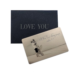Carte portefeuille en métal gravée personnalisée | Insertion de portefeuille personnalisée | Cadeau d'anniversaire personnalisé | carte postale gravée au laser | Photo gravée