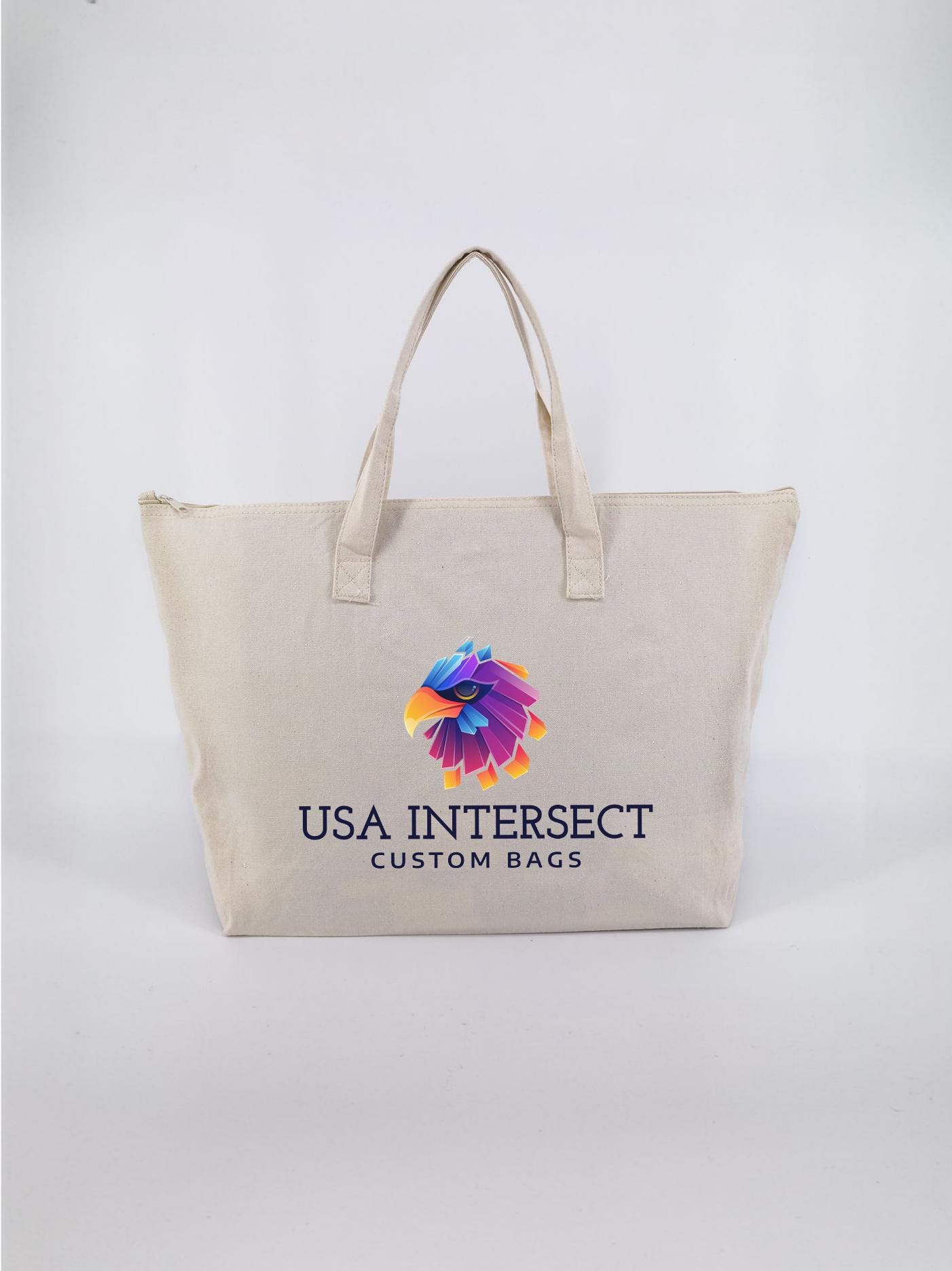Logo Embossed Canvas Tote Bag