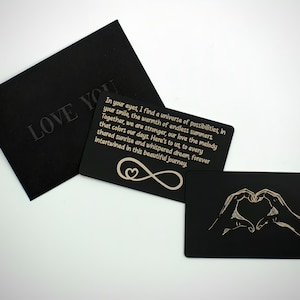 Tarjeta de billetera de metal grabada personalizada / Inserción de billetera personalizada / Regalo de aniversario personalizado / Tarjeta de mensaje grabada con láser / Nota de amor