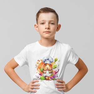 Watercolor Cool Chef Guinea Pig Kids T-Shirt | Cute Animal Tee | Cooking Adventures Design | Forkids Tee | Forkids Gift