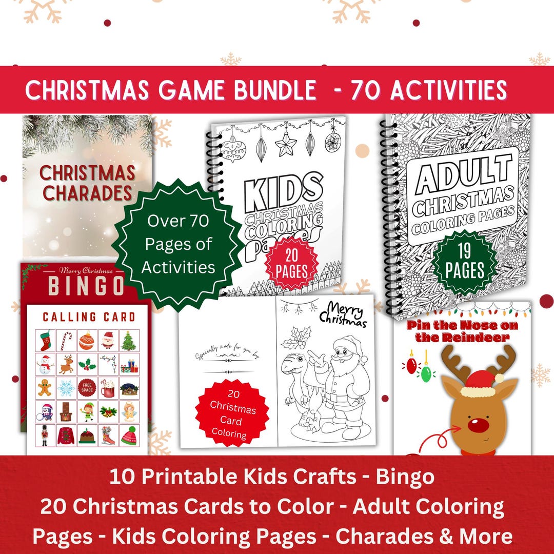 Christmas Party Game Printable Bundle Holiday Activity for Kid Family ...
