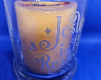 Jesus is the Reason Etched Candle Holder