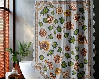Gdmoon Beige Tulip Shower Curtain - 72x72in Pastoral Bathroom Decor