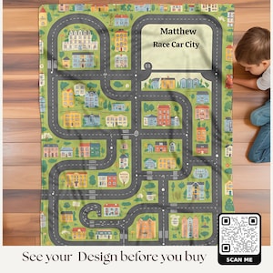 Personalized Play Mat Blanket Educational Road Map for Kids - Cozy Interactive Learning Tool & Room Decor Gift for Boys Girls