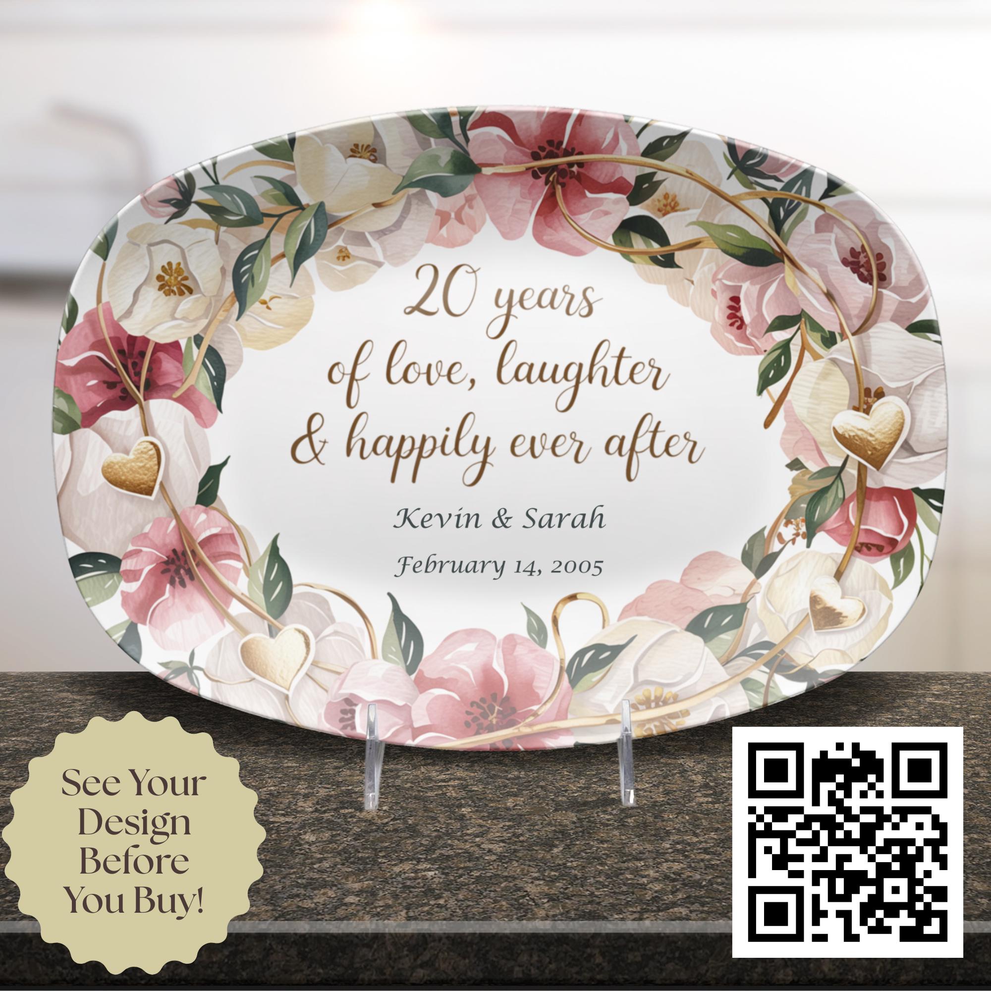 Personalized Platter 20 Year Wedding Anniversary Gift with Names – Custom Heirloom Keepsake Anniversary Present 20th Wedding
