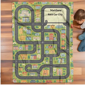 Personalized Play Mat Blanket Educational Road Map for Kids - Cozy Interactive Learning Tool & Room Decor Gift for Boys Girls