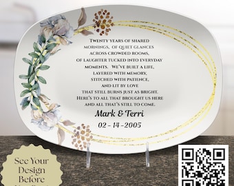 Personalized Platter 20 Year Wedding Anniversary Gift with Names – Custom Heirloom Keepsake Anniversary Present 20th Wedding