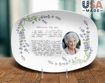 Bandeja de recetas personalizada con foto y manuscrita: recuerdo, reliquia familiar, regalo de la abuela, bandeja irrompible