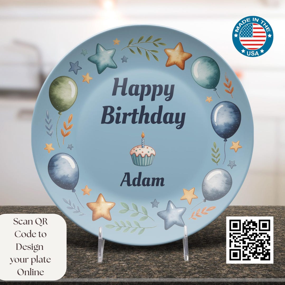 1st Birthday Plate for Boy – Personalized Toddler Gift – Custom Cake ...