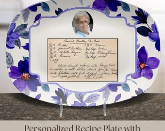 Bandeja de recetas con fotos, receta manuscrita, regalo de boda, regalo para casa nueva, recuerdo familiar, nombre personalizado, bandeja para servir, decoración del hogar