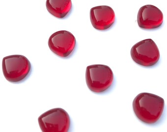 Red Garnet Quartz Heart Cabochon Lot: Polished Loose Gemstones