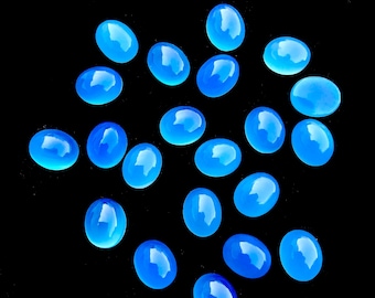 AAA Grade Natural Aqua Chalcedony Gemstone: Oval Cabochon