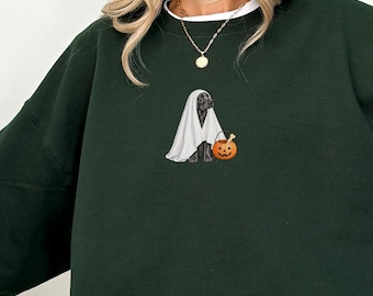 Black Labrador Halloween Sweatshirt, Spooky Lab Mom Shirt, Ghost Dog Sweater, Fall Black Lab Shirt