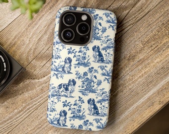 Cavalier King Charles Spaniel French Toile MagSafe Tough Phone Case iPhone 16 15, 14, 13 Pro Max Plus Case, Cavalier Dog Magnetic Tough Case