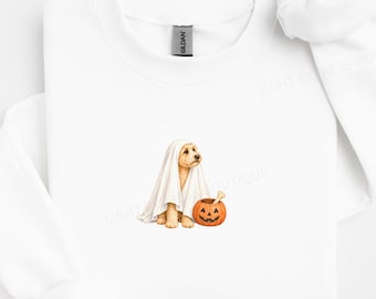 Goldendoodle Halloween Sweatshirt, Spooky Doodle Mom Shirt, Ghost Dog Sweater, Fall Golden Doodle Shirt