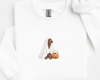 Chocolate Labrador Halloween Sweatshirt, Spooky Brown Lab Mom Shirt, Ghost Dog Sweater, Fall Chocolate Lab Shirt