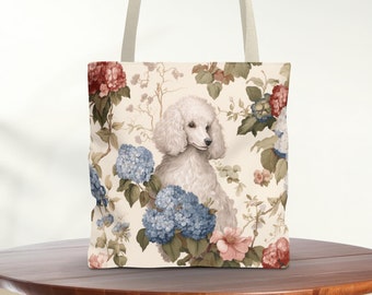 Poodle Tote Bag - Floral William Morris Style Everyday Bag for Books & Shopping, Poodle Lover Gift, Reusable Tote Bag, Eco Friendly Carryall