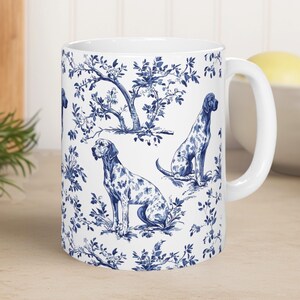 German Shorthaired Pointer French Toile de Jouy Mug - GSP Lovers Blue Toile Coffee Cup, GSP Mom Gifts, Dog Lover Ceramic Tea Cup Drinkware