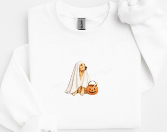 Golden Retriever Halloween Sweatshirt, Spooky Golden Mom Shirt, Ghost Dog Sweater, Fall Golden Retriever Shirt