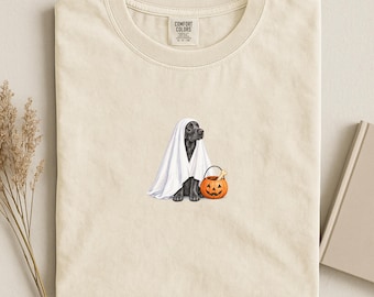 Black Labrador Halloween Shirt, Spooky Ghost Lab Mom T-Shirt, Comfort Colors® Labrador Retriever Fall Tee, Trick or Treat Dog Shirt