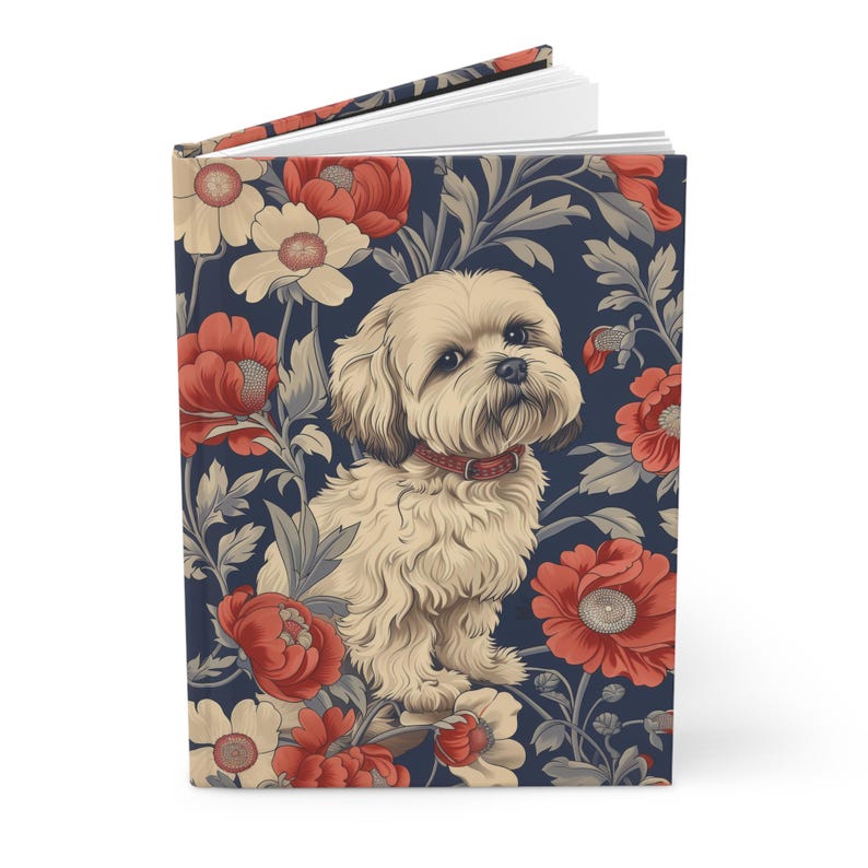Shih Tzu and Flowers Hardcover Journal - Cute Shih Tzu Floral Diary, Gift for Shih Tzu Lovers, 150 Lined Pages