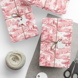 Westie Pink Toile Wrapping Paper - Toile de Jouy West Highland Terrier Gift Wrap for Birthdays & Holidays, Dog Mom Present - Glossy or Matte