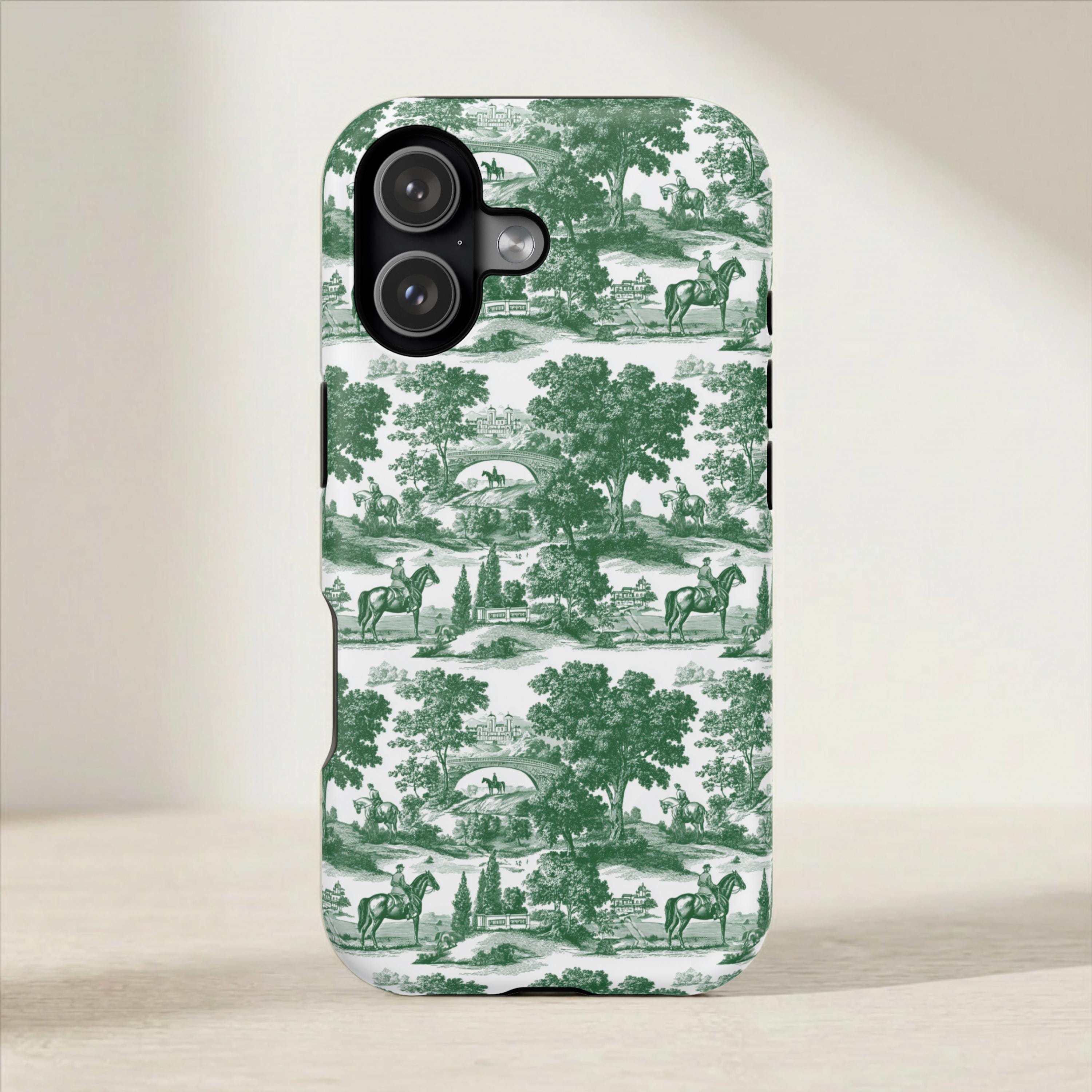 Equestrian Horse Toile Magsafe Tough Phone Case iPhone 18, 17, 16