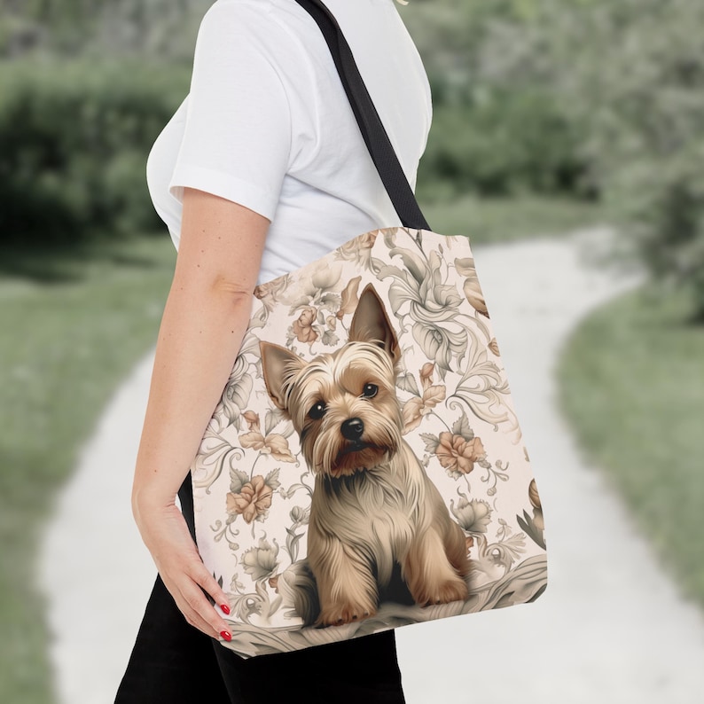 Yorkshire Terrier Floral Tote Bag - Everyday Bag for Books & Shopping, Cute Yorkie Gift, Eco Friendly Carryall, Reusable Tote Bag for Her